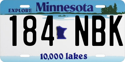 MN license plate 184NBK