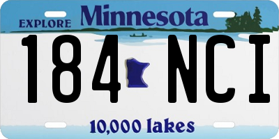 MN license plate 184NCI