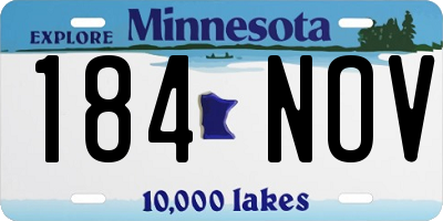 MN license plate 184NOV