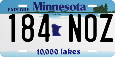 MN license plate 184NOZ