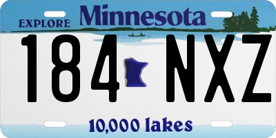 MN license plate 184NXZ
