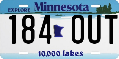 MN license plate 184OUT