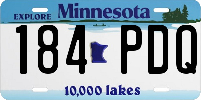 MN license plate 184PDQ
