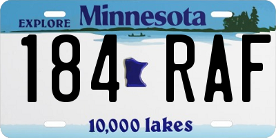 MN license plate 184RAF