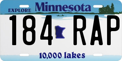 MN license plate 184RAP