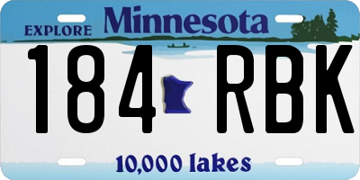 MN license plate 184RBK