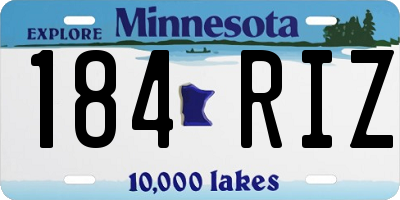 MN license plate 184RIZ