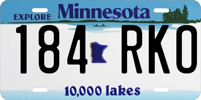 MN license plate 184RKO