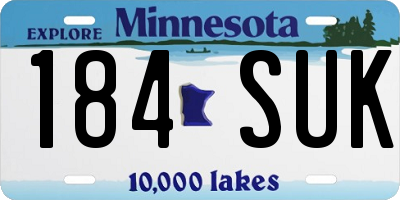 MN license plate 184SUK