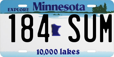 MN license plate 184SUM