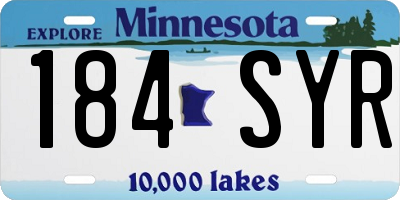 MN license plate 184SYR