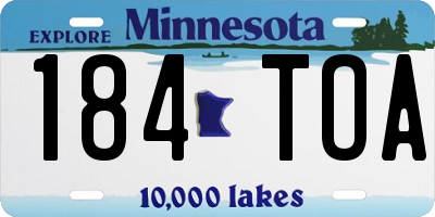MN license plate 184TOA