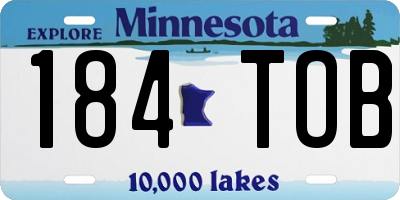 MN license plate 184TOB