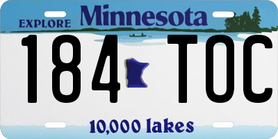 MN license plate 184TOC