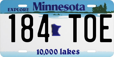MN license plate 184TOE