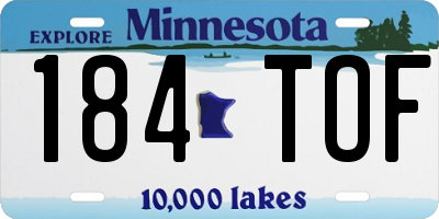 MN license plate 184TOF