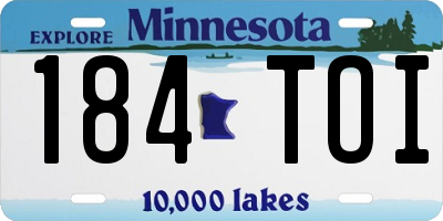 MN license plate 184TOI