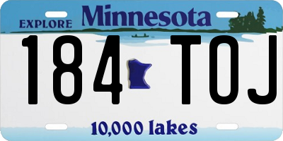 MN license plate 184TOJ