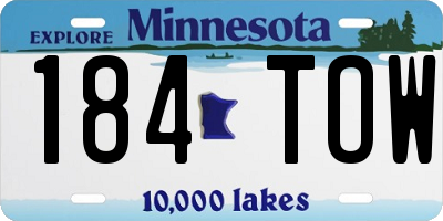 MN license plate 184TOW