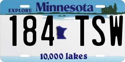 MN license plate 184TSW