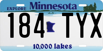 MN license plate 184TYX