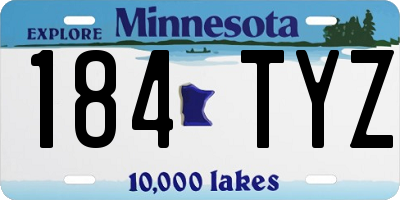MN license plate 184TYZ