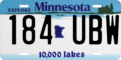 MN license plate 184UBW