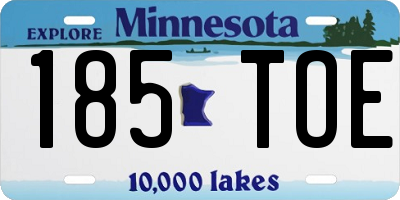 MN license plate 185TOE