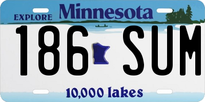 MN license plate 186SUM