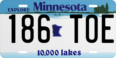 MN license plate 186TOE