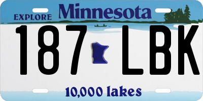 MN license plate 187LBK