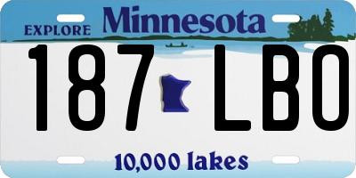 MN license plate 187LBO