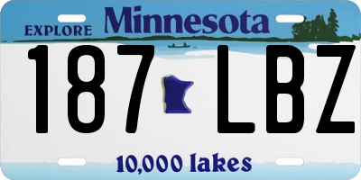 MN license plate 187LBZ