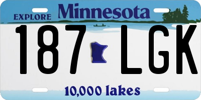 MN license plate 187LGK