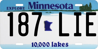 MN license plate 187LIE