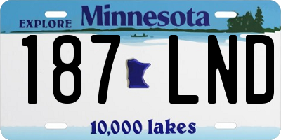 MN license plate 187LND