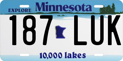 MN license plate 187LUK