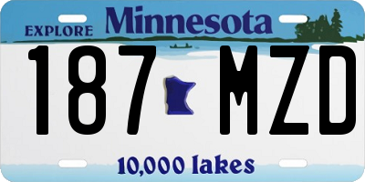 MN license plate 187MZD