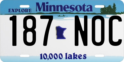 MN license plate 187NOC