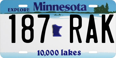 MN license plate 187RAK
