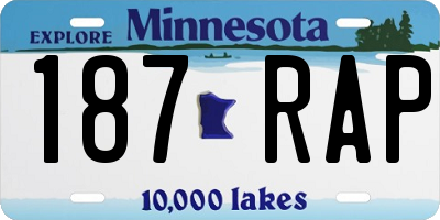 MN license plate 187RAP