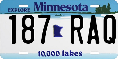 MN license plate 187RAQ