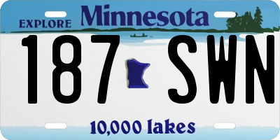 MN license plate 187SWN