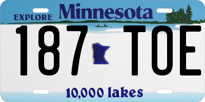 MN license plate 187TOE