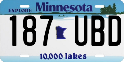 MN license plate 187UBD