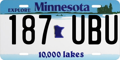 MN license plate 187UBU