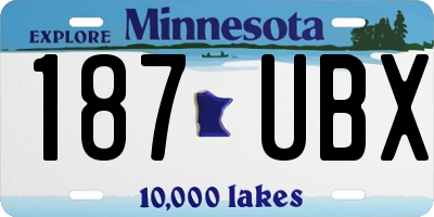 MN license plate 187UBX