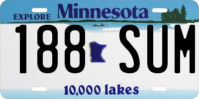 MN license plate 188SUM