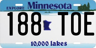 MN license plate 188TOE