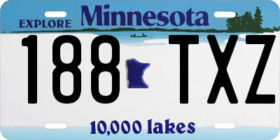 MN license plate 188TXZ